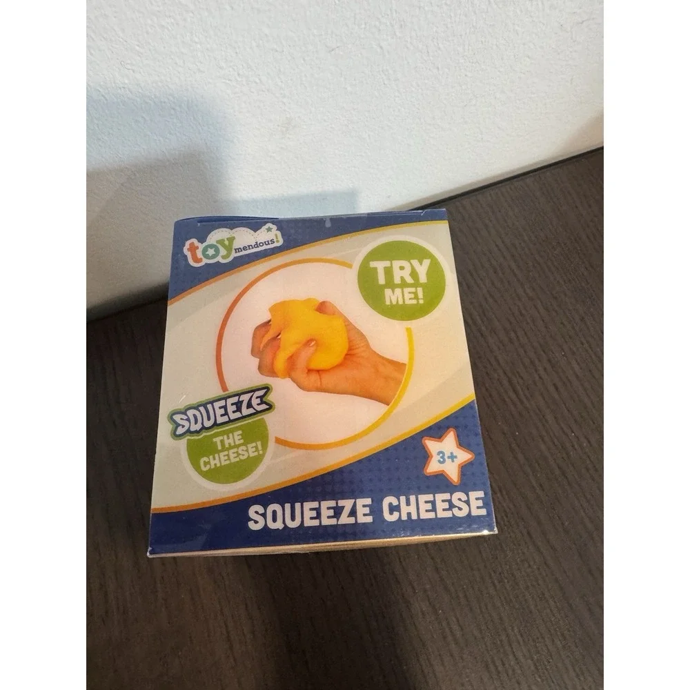 Toymendous Squeeze Cheese BLOCK Kids Yellow Squishy Sensory Fidget Toy Sunny